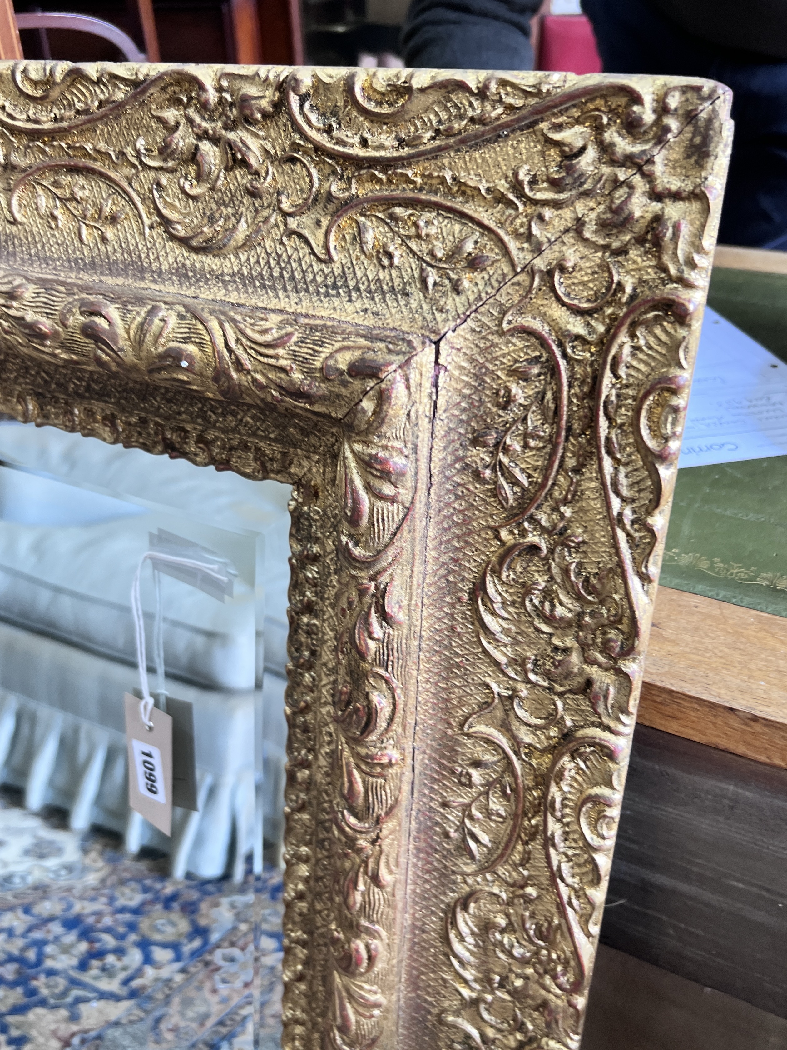 An early 20th century rectangular gilt framed wall mirror width 80cm height 100cm.